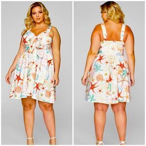 FTF Sleeveless Flair Seashell Print Dress